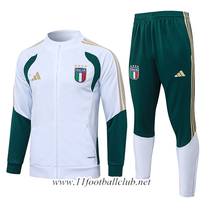 Ensemble Survetement de Foot Veste Italie Blanc/Vert/Jaune 2026/2027