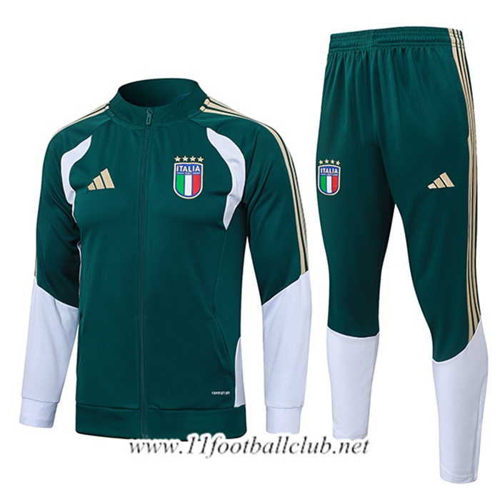 Ensemble Survetement de Foot Veste Italie Vert/Jaune/Blanc 2026/2027