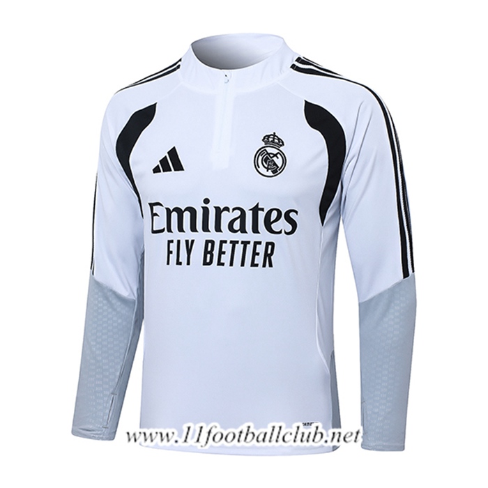 Sweatshirt Training Real Madrid Blanc/Gris/Noir 2026/2027