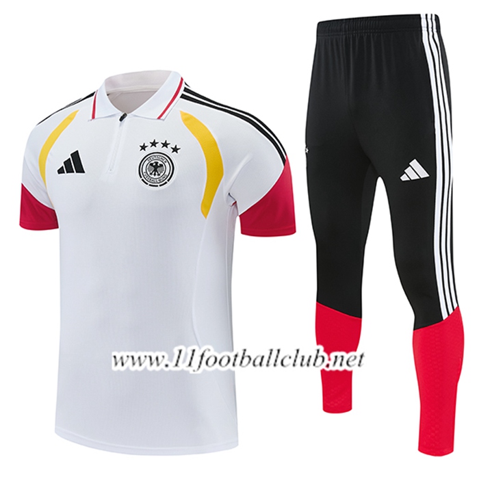 Ensemble Polo Foot Allemagne Blanc/Rouge/Jaune 2026/2027