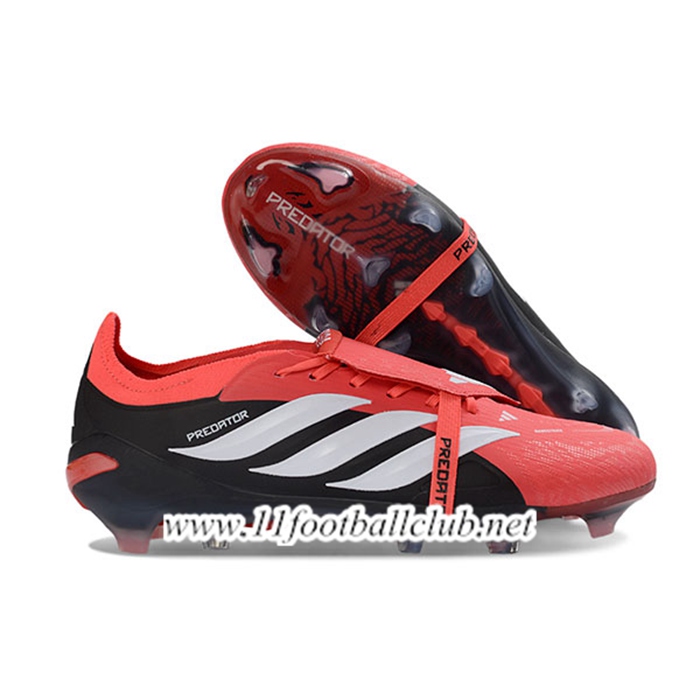 Adidas Chaussures de Foot 26 Predator Elite Tongue FG Orange/Noir/Blanc -02