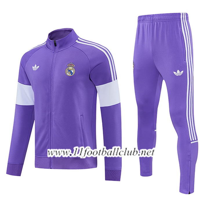 Ensemble Veste Survetement de Foot Real Madrid Pourpre/Blanc 2026/2027