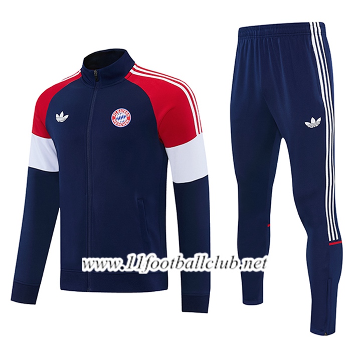 Ensemble Veste Survetement de Foot Bayern Munich Bleu/Rouge/Blanc 2026/2027