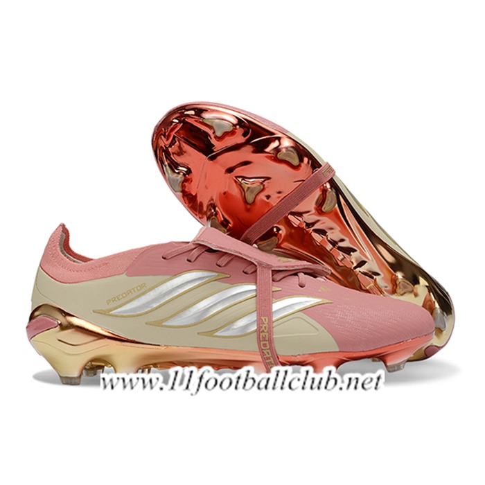 Adidas Chaussures de Foot 26 Predator Elite Tongue FG Rose/Jaune