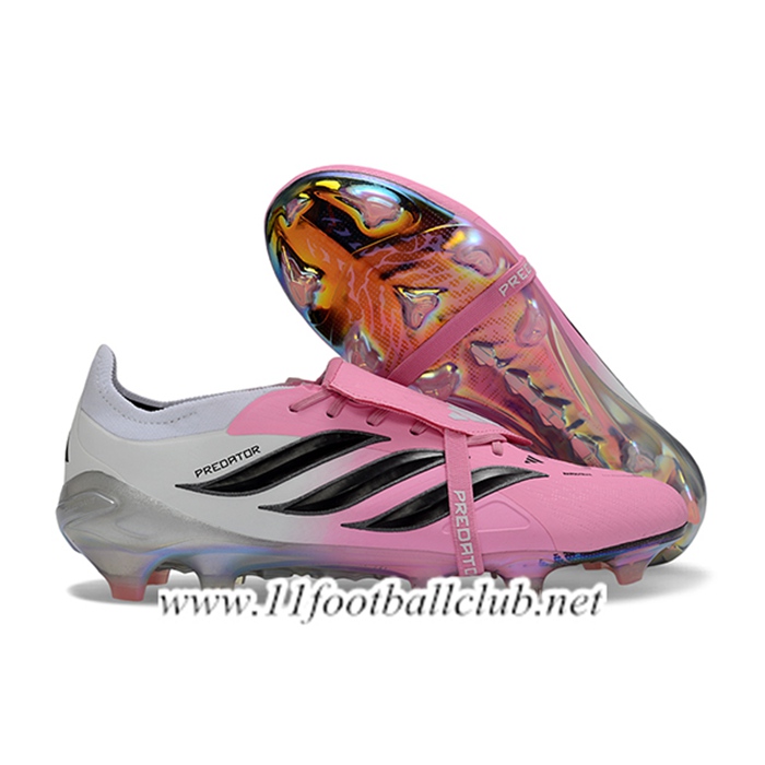 Adidas Chaussures de Foot 26 Predator Elite Tongue FG Rose/Blanc/Noir