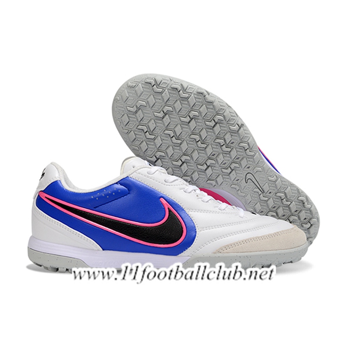 Nike Chaussures de Foot Tiempo Legend XI Elite TF Blanc/Bleu/Noir