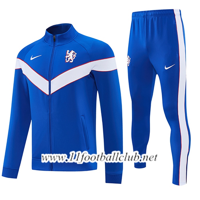 Ensemble Survetement de Foot Veste FC Chelsea Bleu/Blanc 2026/2027