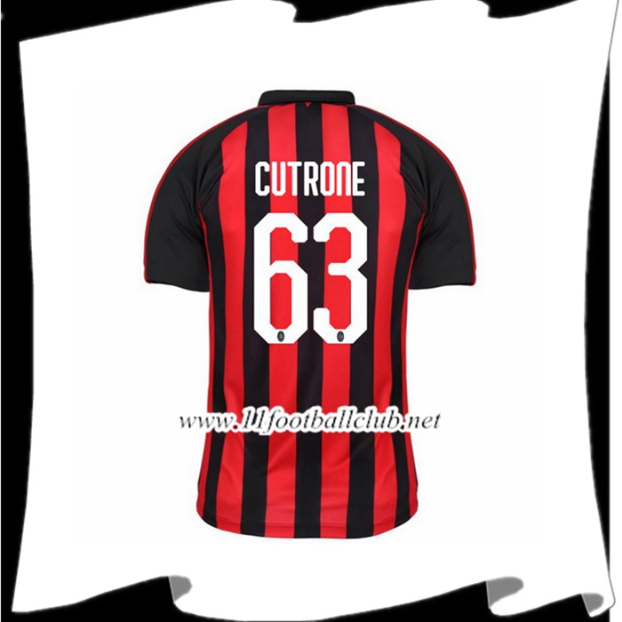 Nouveau Le Maillot De Milan AC CUTRONE 63 Domicile Rouge/Noir 2018 2019 Officiel