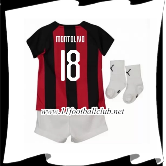 Nouveaux Maillot De Foot Milan AC Montolivo 18 Enfant Domicile Rouge/Noir 2018 2019 Junior