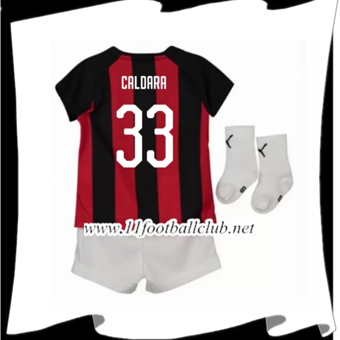 Nouveau Le Maillot De Milan AC Caldara 33 Enfant Domicile Rouge/Noir 2018 2019 Personnalisable