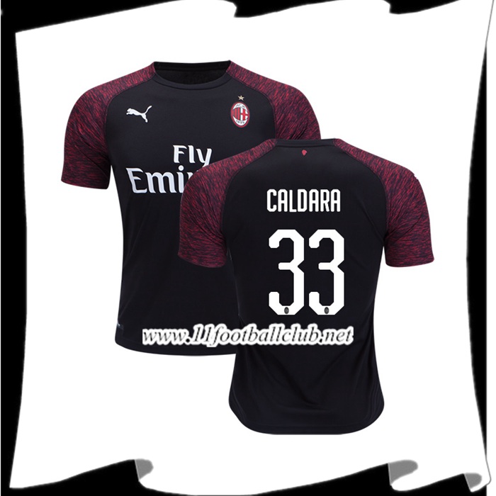 Vente De Les Maillots Du Milan AC Caldara 33 Third Rouge/Noir 2018 2019 Junior