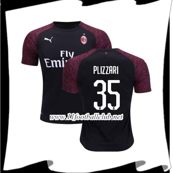 Promo Maillot Milan AC Plizzari 35 Third Rouge/Noir 2018 2019 Vintage