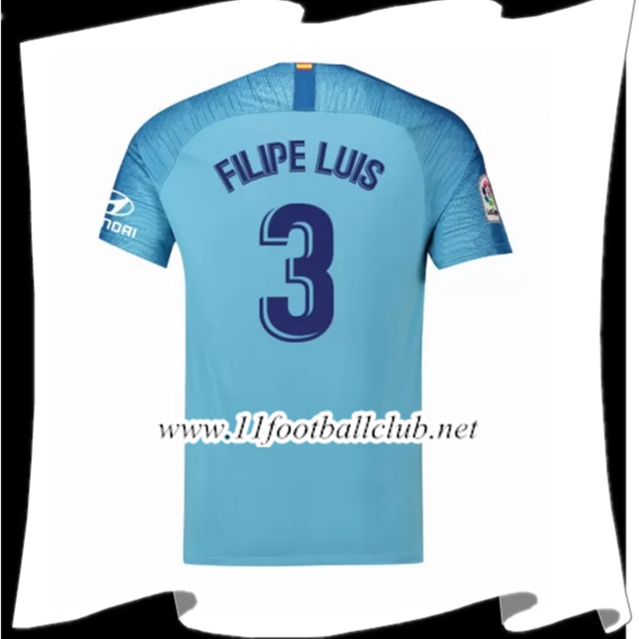 Nouveaux Les Maillots Du Atletico Madrid Filipe Luis 3 Exterieur Bleu 2018 2019 Junior