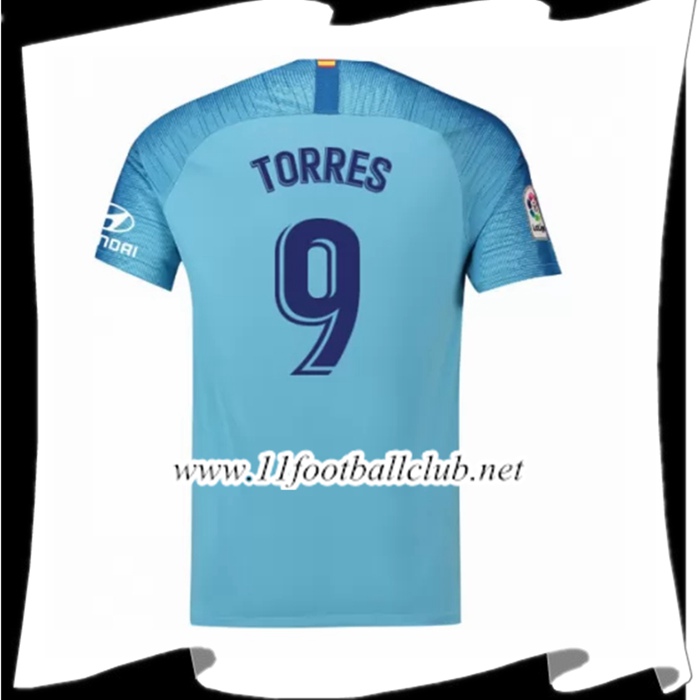 Nouveaux Maillot Foot Atletico Madrid Torres 9 Exterieur Bleu 2018 2019 Flocage
