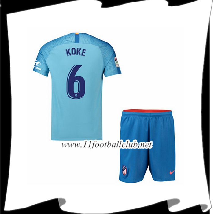 Achat Les Maillots Du Atletico Madrid 6 KOKE Enfant Exterieur Bleu 2018 2019 Junior