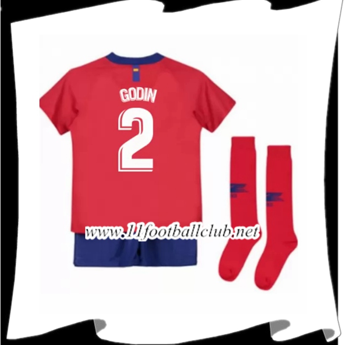 Nouveaux Maillot De Foot Du Atletico Madrid Godin 2 Enfant Domicile Rouge et Blanc 2018 2019 Junior