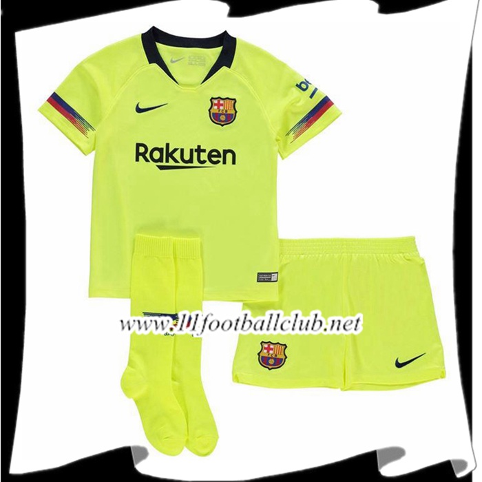 Nouveau Maillot De Foot Du Barcelone Enfant Exterieur Jaune éclair 2018 2019 Officiel