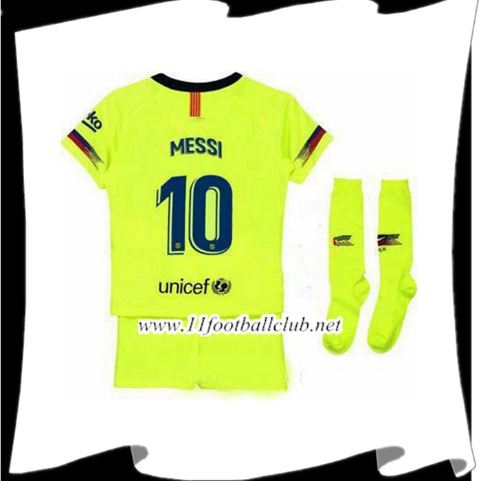 Soldes Les Maillots Du Barcelone 10 MESSI Enfant Exterieur Jaune éclair 2018 2019 Junior