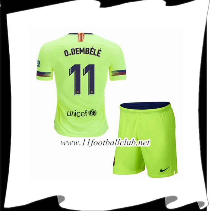 Magasin De Maillot Du Barcelone 11 O.DEMBELE Enfant Exterieur Jaune éclair 2018 2019 Officiel