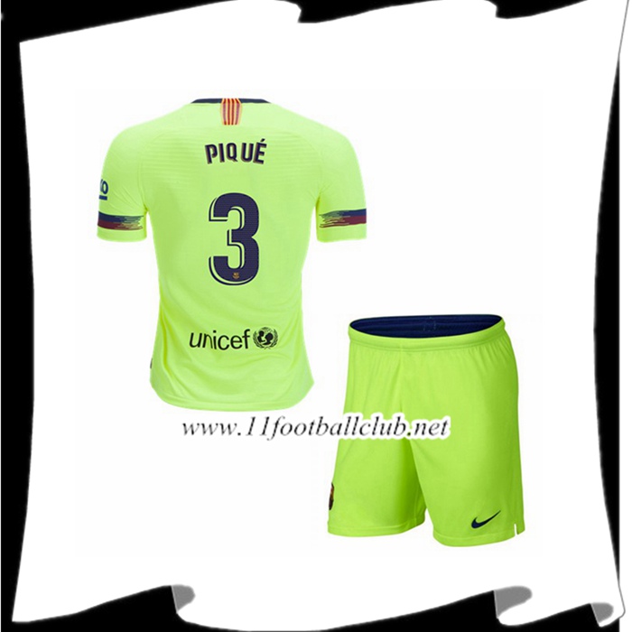 Nouveau Le Maillot Du Barcelone 3 PIQUE Enfant Exterieur Jaune éclair 2018 2019 Personnalisé