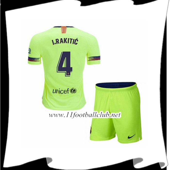 Vente De Le Maillot De Barcelone 4 I.RAKITIC Enfant Exterieur Jaune éclair 2018 2019 Flocage