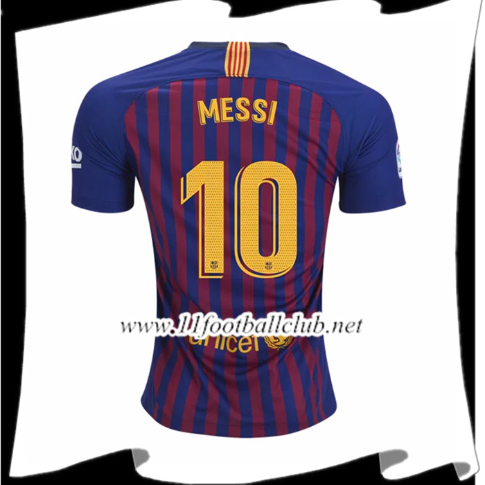 Nouveau Maillot De Foot Barcelone Messi 10 Domicile Rouge et Bleu 2018 2019 Vintage