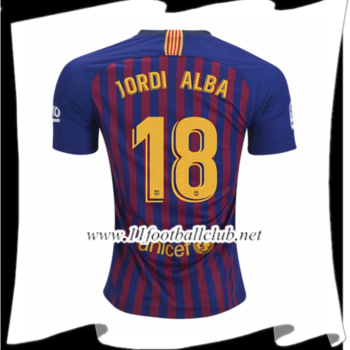 Nouveau Les Maillots Du Barcelone Jordi Alba 18 Domicile Rouge et Bleu 2018 2019 Officiel