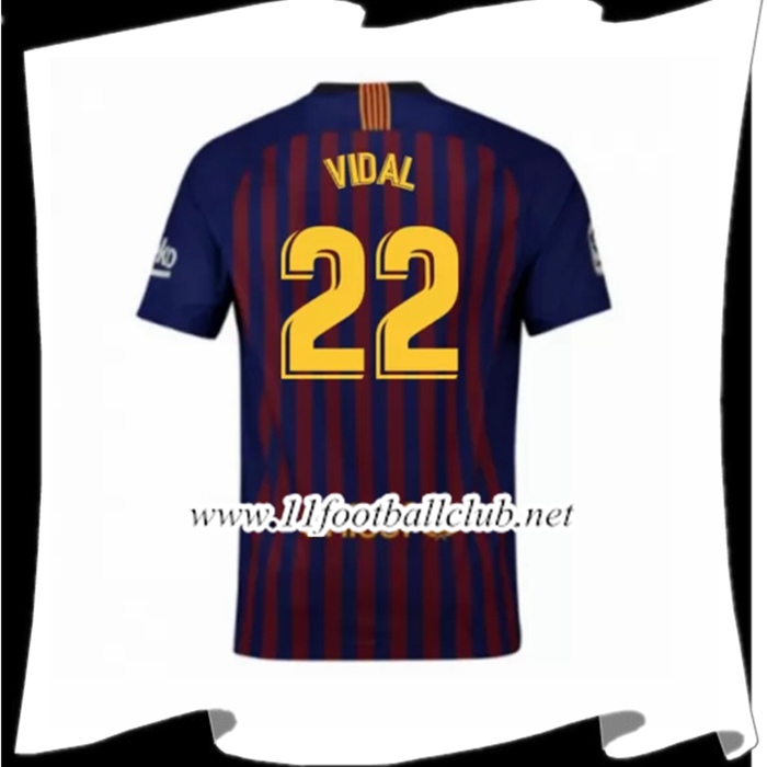 Nouveau Maillot De Foot Du Barcelone Vidal 22 Domicile Rouge et Bleu 2018 2019 Personnalisé