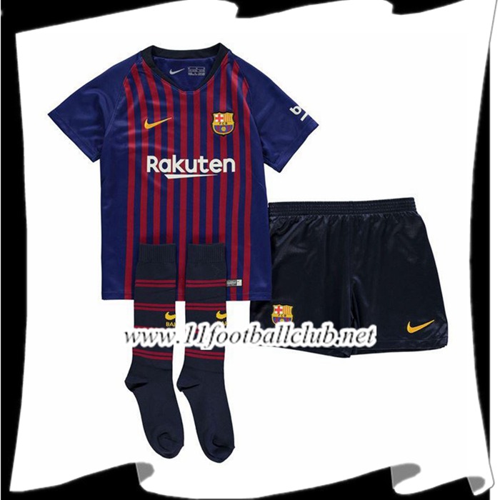 Nouveau Maillot Foot Barcelone Enfant Domicile Rouge et Bleu 2018 2019 Personnalisable
