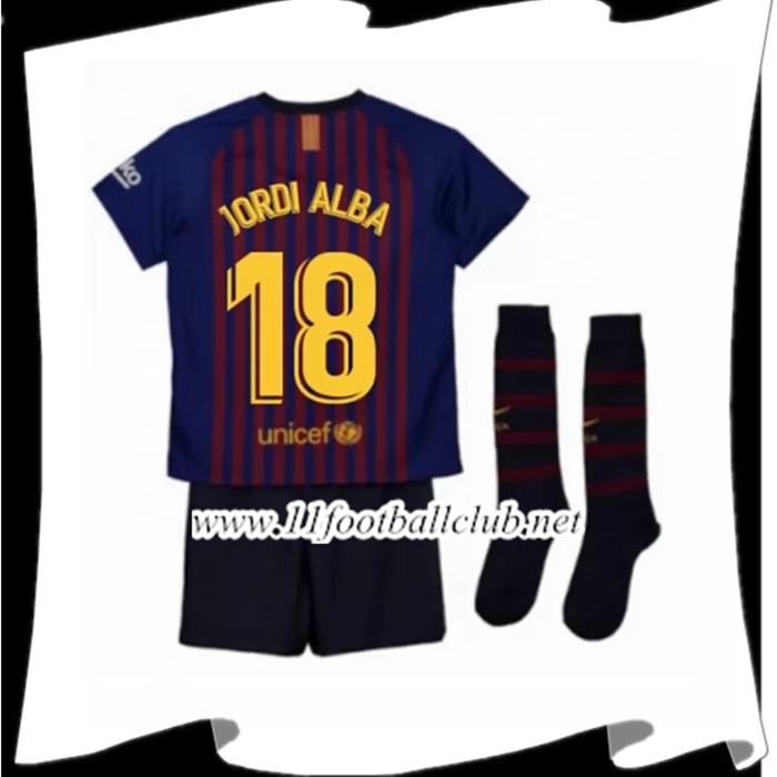 Nouveau Le Maillot Du Barcelone Jordi Alba 18 Enfant Domicile Rouge et Bleu 2018 2019 Vintage