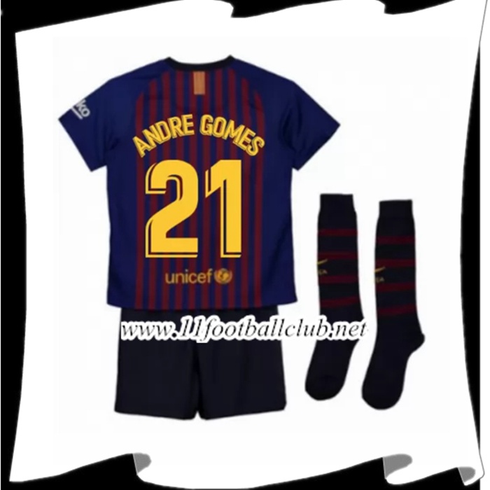 Nouveau Maillot Du Barcelone Andre Gomes 21 Enfant Domicile Rouge et Bleu 2018 2019 Personnalisable