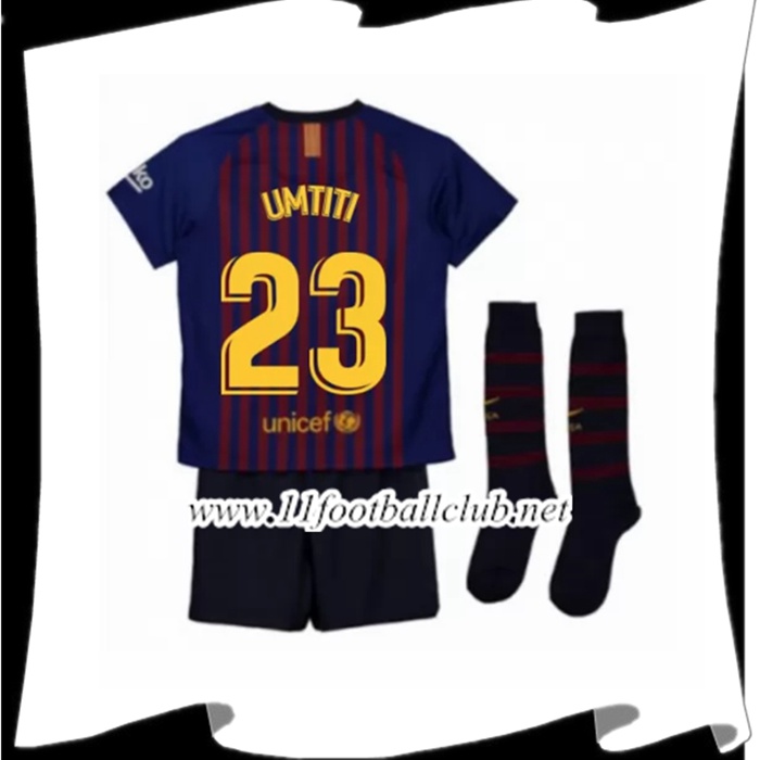 Nouveaux Maillot Du Barcelone Umtiti 23 Enfant Domicile Rouge et Bleu 2018 2019 Flocage