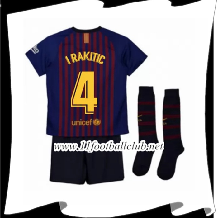 Nouveaux Maillot De Foot Barcelone Ivan Rakitic 4 Enfant Domicile Rouge et Bleu 2018 2019 Authentic