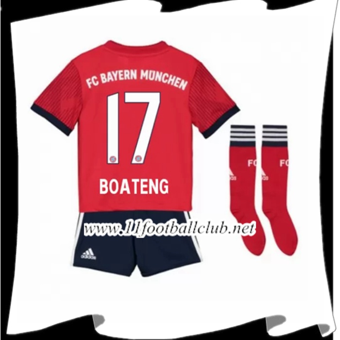 Nouveaux Les Maillots Du Bayern Munich Boateng 17 Enfant Domicile Rouge 2018 2019 Floqué