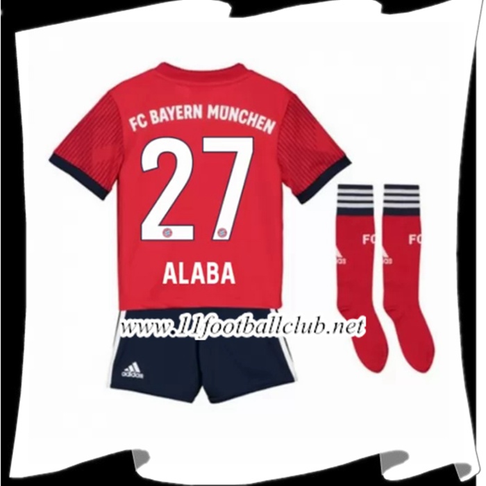 Nouveau Maillot Du Bayern Munich Alaba 27 Enfant Domicile Rouge 2018 2019 Vintage