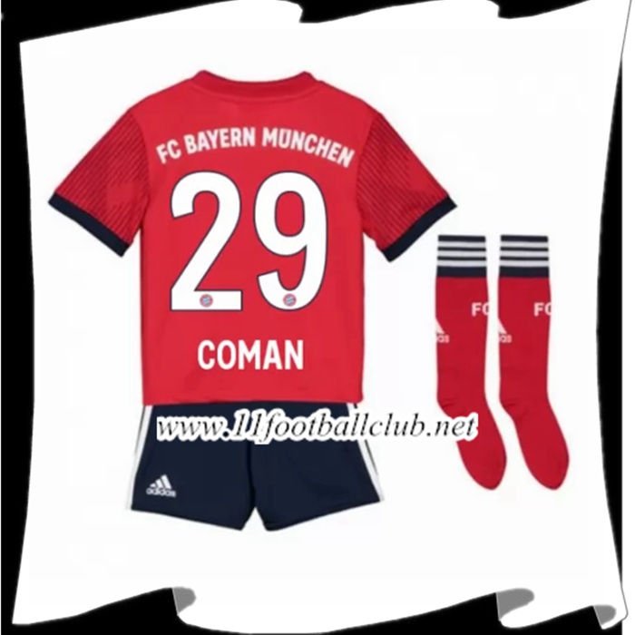 Nouveaux Maillot De Foot Du Bayern Munich Coman 29 Enfant Domicile Rouge 2018 2019 Junior