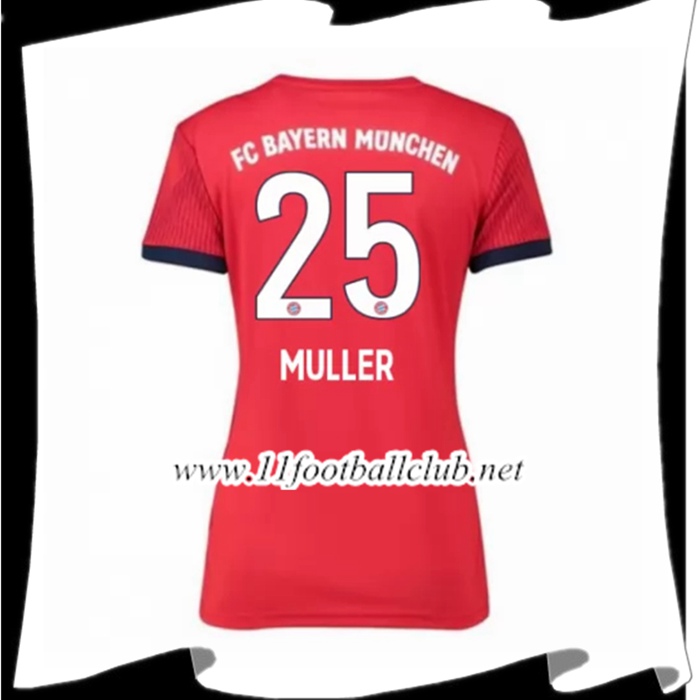 Nouveau Le Maillot De Bayern Munich Muller 25 Femme Domicile Rouge 2018 2019 Personnalisé