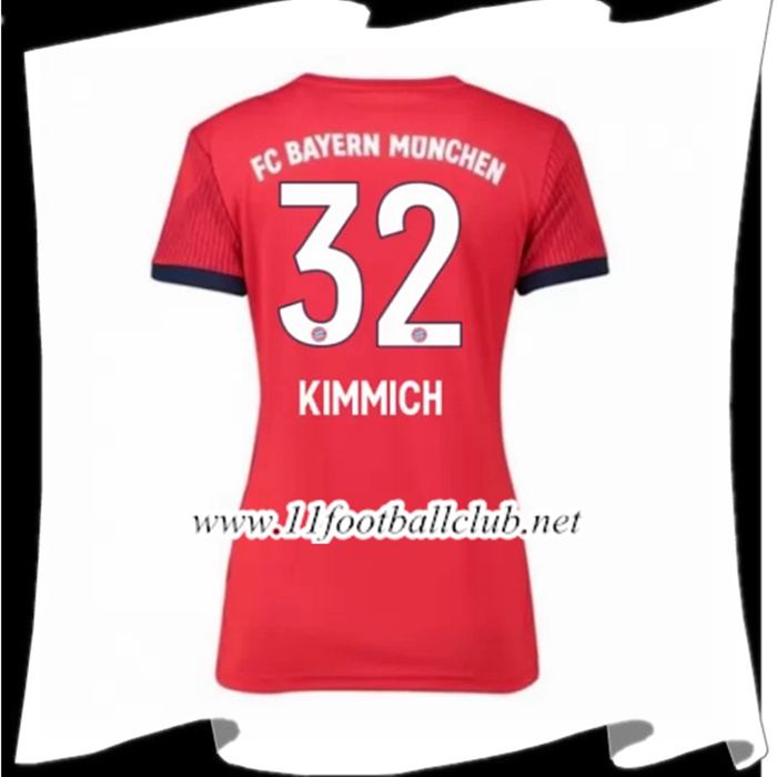 Nouveaux Le Maillot Du Bayern Munich Kimmich 32 Femme Domicile Rouge 2018 2019 Authentic