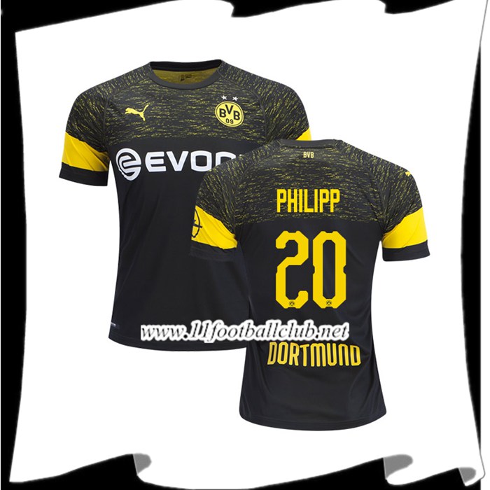 Flocage Maillot De Foot Dortmund Philipp 20 Exterieur Noir 2018 2019 Flocage