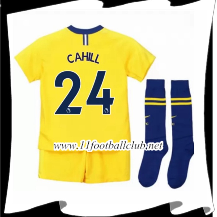 Nouveau Maillot Foot Chelsea Cahill 24 Enfant Exterieur Jaune 2018 2019 Personnalisé