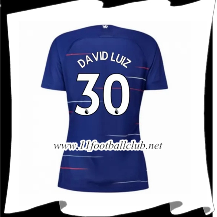 Nouveaux Le Maillot De Chelsea David Luiz 30 Femme Domicile Bleu 2018 2019 Authentic