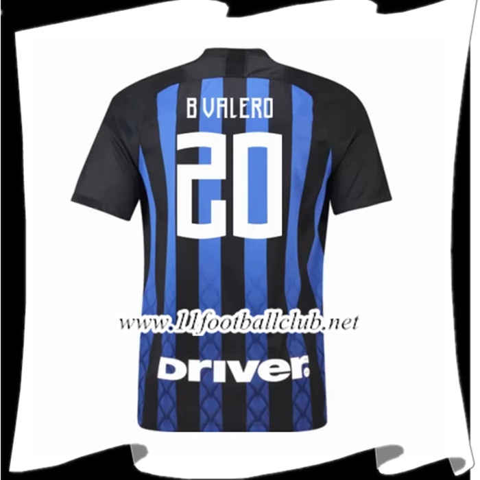 Nouveaux Maillot Foot Inter Milan B Valero 20 Domicile Bleu/Noir 2018 2019 Floqué