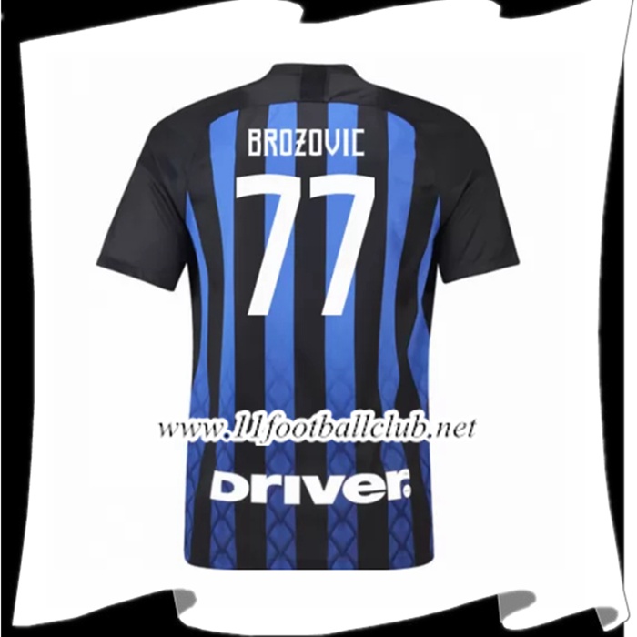 Nouveau Le Maillot Du Inter Milan Brozovic 77 Domicile Bleu/Noir 2018 2019 Vintage