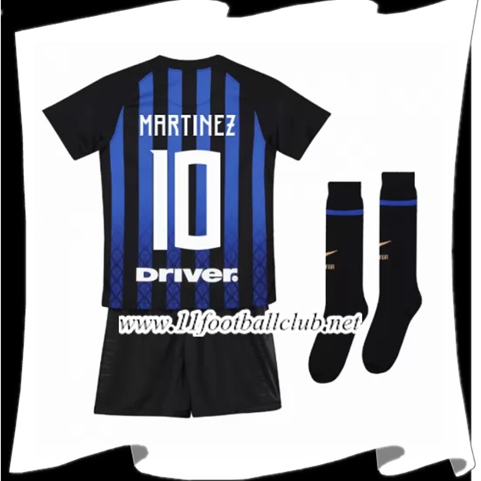 Nouveau Maillot Foot Inter Milan Martinez 10 Enfant Domicile Bleu/Noir 2018 2019 Officiel
