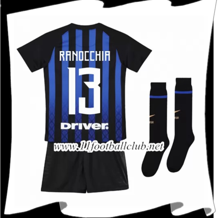 Nouveaux Maillot De Foot Inter Milan Ranocchia 13 Enfant Domicile Bleu/Noir 2018 2019 Floqué