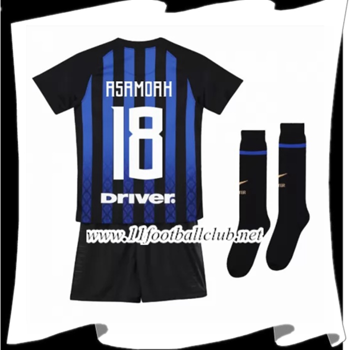 Nouveaux Maillot Foot Inter Milan Asamoah 18 Enfant Domicile Bleu/Noir 2018 2019 Junior