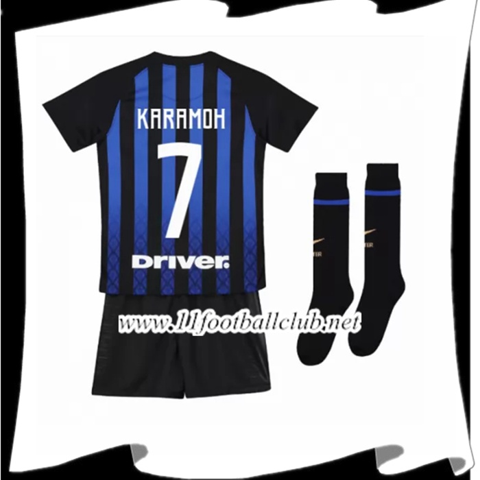 Nouveaux Maillot De Foot Du Inter Milan Karamoh 7 Enfant Domicile Bleu/Noir 2018 2019 Junior