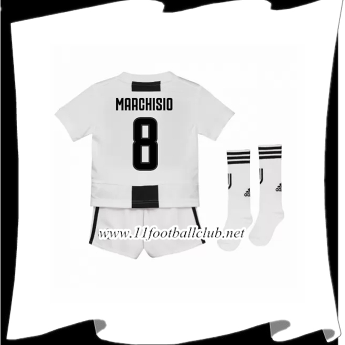 Jeux Maillot Du Juventus Marchisio 8 Enfant Domicile Noir Et Blanc 2018 2019 Flocage