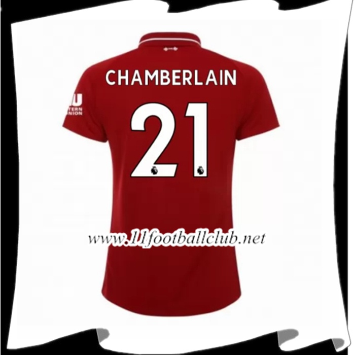 Nouveau Maillot Foot Liverpool Chamberlain 21 Femme Domicile Rouge 2018 2019 Officiel