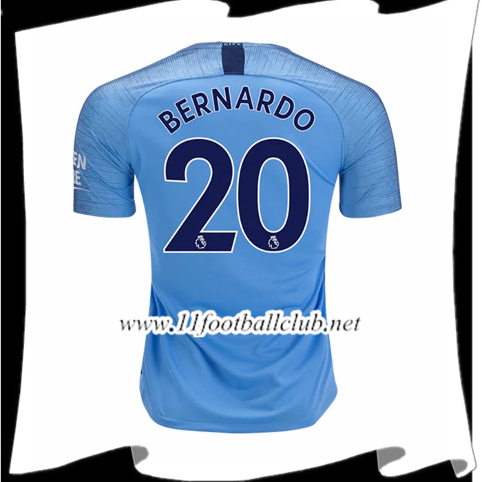 Nouveau Maillot Foot Manchester City Bernardo Silva 20 Domicile Bleu clair 2018 2019 Officiel